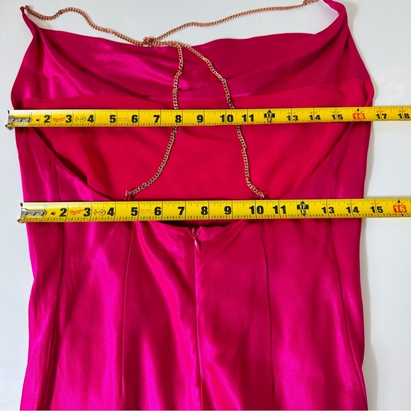 🌟🌟SOLD 🌟🌟FOREVER 21 dress mini dress ROSE GOLD chain SHOULDER STRAPS fuchsiS - Picture 10 of 11